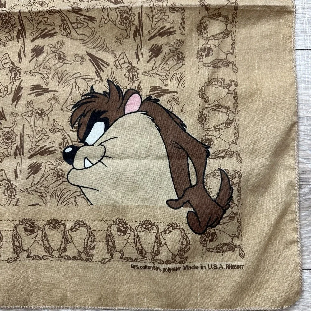 Vintage 1997 Disney Loony‎ Tunes Taz Tasmanian Devil Bandanda Bandaroos TAN